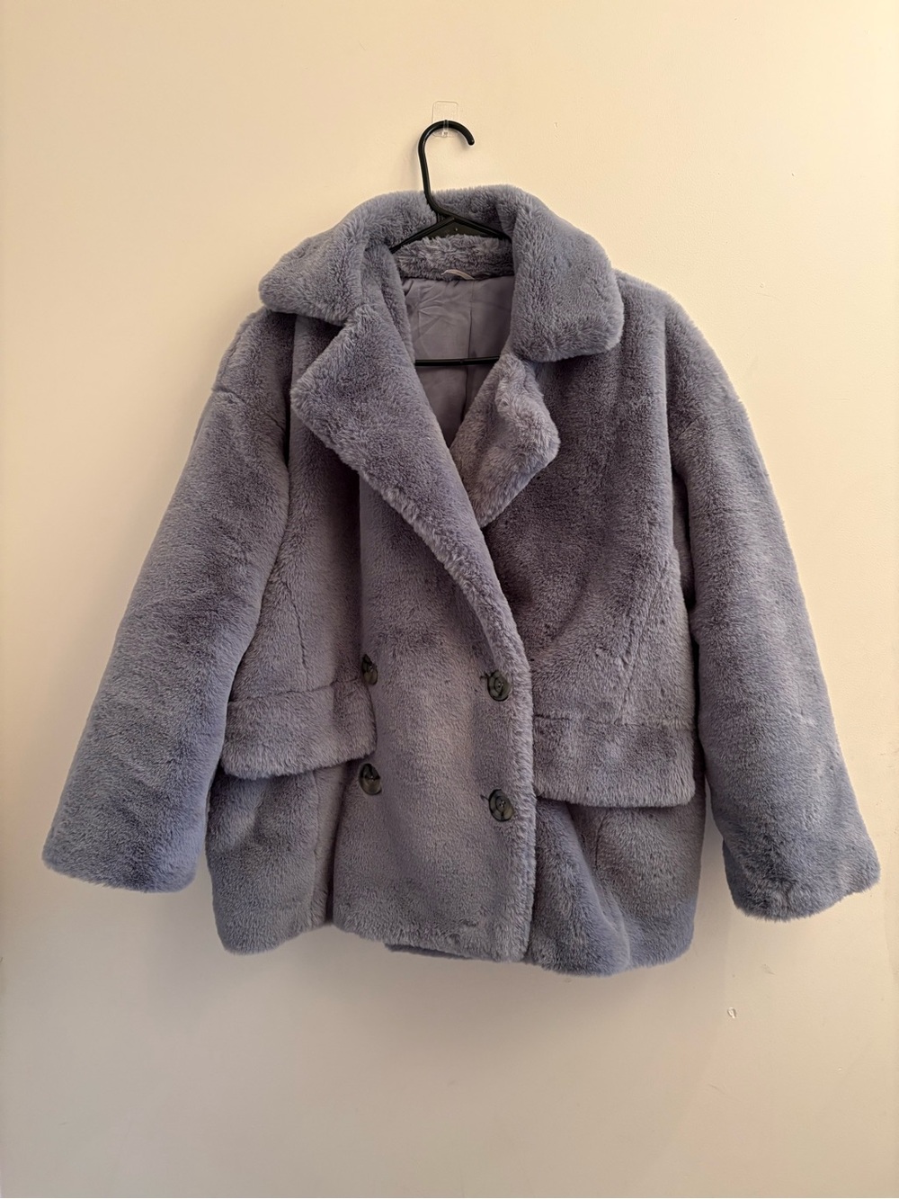 Free People Women's Faux Fur Kate Coat in a light gray/blue tint color in a XS